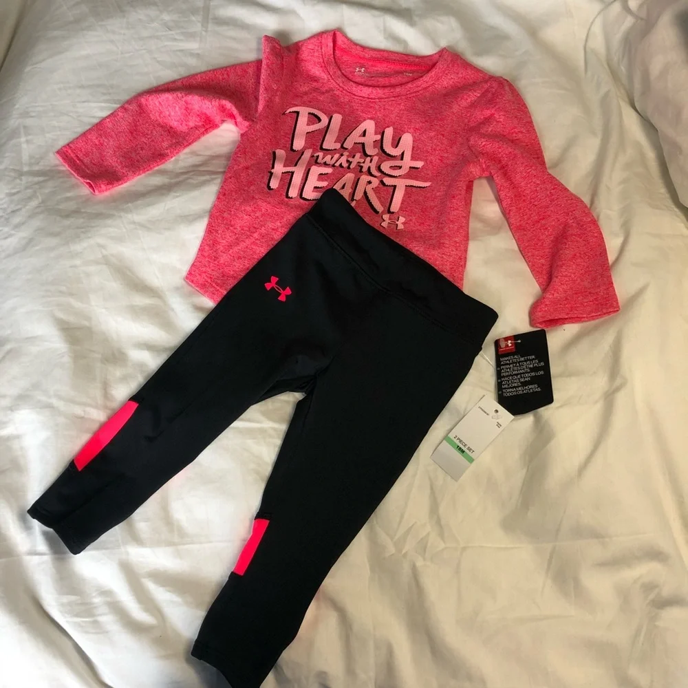 Underarmor girls play with‎ heart outfit pink black